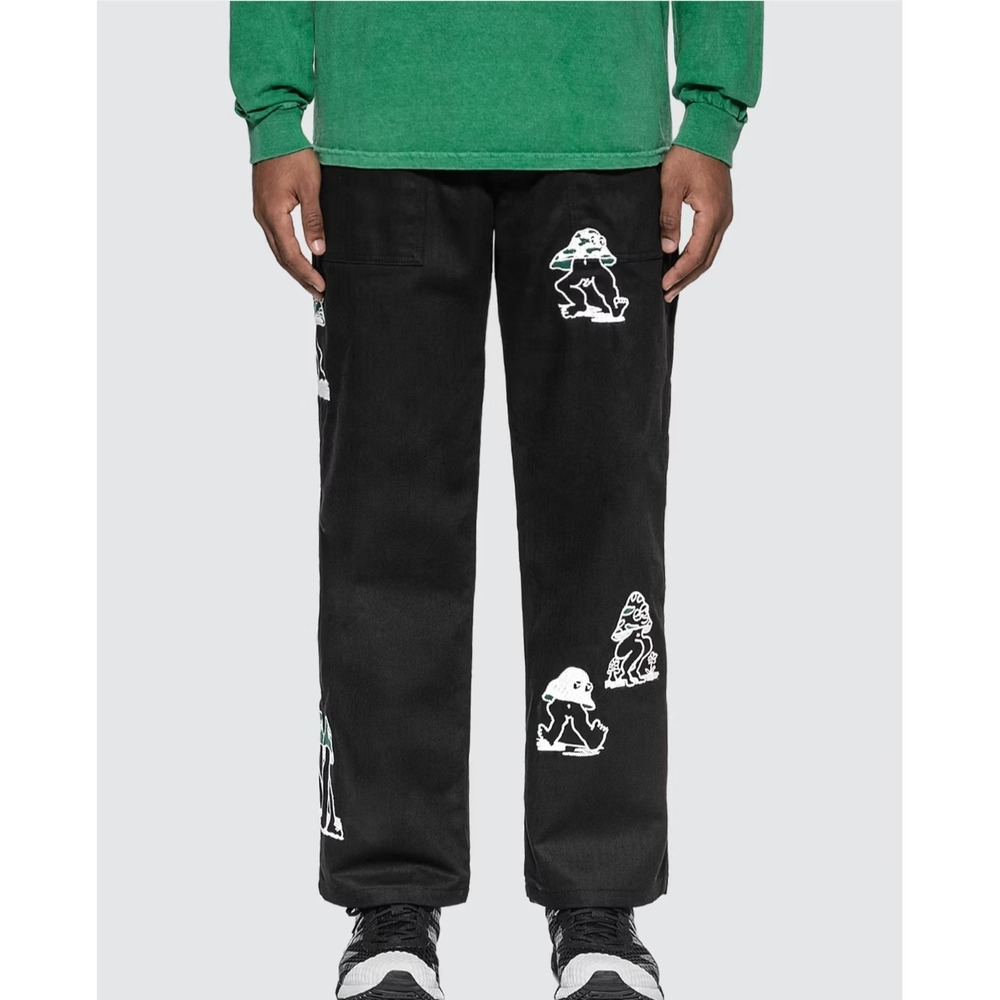 Brain Dead Mushroom Embroidery Herringbone Military Streetwear Cotton Pants sz M